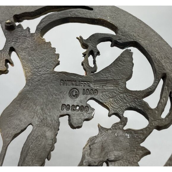 Vintage Rawcliffe Jar Lid Hummingbirds Flowers Floral Metal Gold Tone 1989 - Picture 3 of 4